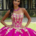 Crystal Beaded Three-Dimensional Embroidered Sparkle Tulle Quinceañera Dress Morilee