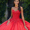 Crystal Beaded Lace on Sparkle Tulle Quinceañera Dress Morilee