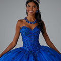 Crystal Beaded Lace on Sparkle Tulle Quinceañera Dress Morilee
