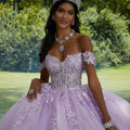 Crystal Beaded Lace Sheer Bodice Quinceañera Dress Morilee
