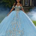 Pattern Sequin Rhinestone and Crystal Beaded Quicneañera Dress Morilee