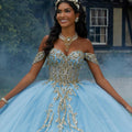 Pattern Sequin Rhinestone and Crystal Beaded Quicneañera Dress Morilee