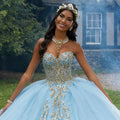 Pattern Sequin Rhinestone and Crystal Beaded Quicneañera Dress Morilee