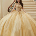 Three-Dimensional Embroidered Diamanté Beaded Quinceañera Dress with Sheer Bodice Morilee