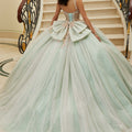 Three-Dimensional Embroidered Diamanté Beaded Quinceañera Dress with Sheer Bodice Morilee
