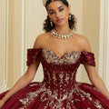 Crystal Beaded Contrasting Glitter Appliquéd Quinceañera Dress with Satin Cowl Morilee