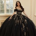 Crystal Beaded Contrasting Glitter Appliquéd Quinceañera Dress with Satin Cowl Morilee