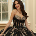 Crystal Beaded Contrasting Glitter Appliquéd Quinceañera Dress with Satin Cowl Morilee