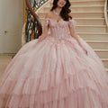 Three-Dimensional Floral Lace Quinceañera Dress on a Flounced Skirt Morilee