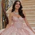 Three-Dimensional Floral Lace Quinceañera Dress on a Flounced Skirt Morilee