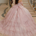 Three-Dimensional Floral Lace Quinceañera Dress on a Flounced Skirt Morilee