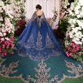 Sequin Embroidered Metallic Quinceañera Dress with Cape Morilee