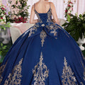 Sequin Embroidered Metallic Quinceañera Dress with Cape Morilee