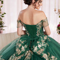 Embroidered Appliqué Sweetheart Quinceañera Dress with Sheer Sides and Fringe Sleeves Morilee