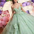 Asymmetrically Tiered Quinceañera Dress with Three Dimensional Florals Morilee
