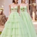 Beaded Embroidered Tiered Tulle Ball Gown Morilee