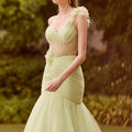 Draped Sparkle Tulle Mermaid with Three Dimensional Florals Morilee