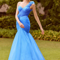 Draped Sparkle Tulle Mermaid with Three Dimensional Florals Morilee