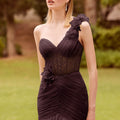 Draped Sparkle Tulle Mermaid with Three Dimensional Florals Morilee