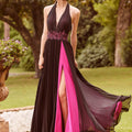 Contrasting Pleated Chiffon A-Line with Appliqués Morilee