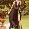 Contrasting Pleated Chiffon A-Line with Appliqués Morilee