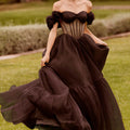 Flounced Organza Ball Gown with Rosette Sleeves Morilee