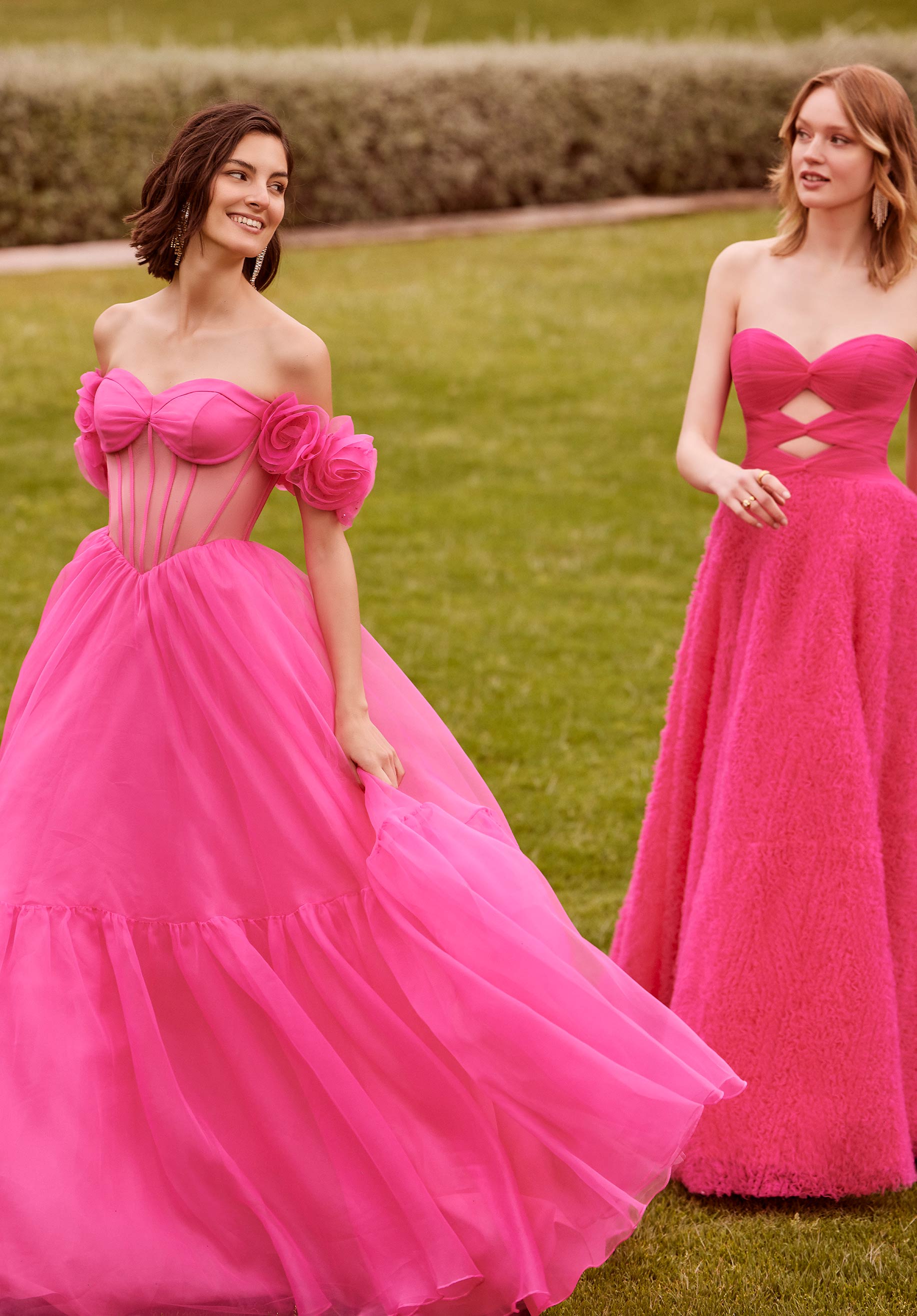 Flounced Organza Ball Gown with Rosette Sleeves Morilee