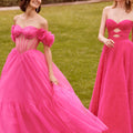 Flounced Organza Ball Gown with Rosette Sleeves Morilee