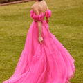 Flounced Organza Ball Gown with Rosette Sleeves Morilee