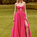 Ruffle Ball Gown with Draped Keyhole Bodice Morilee