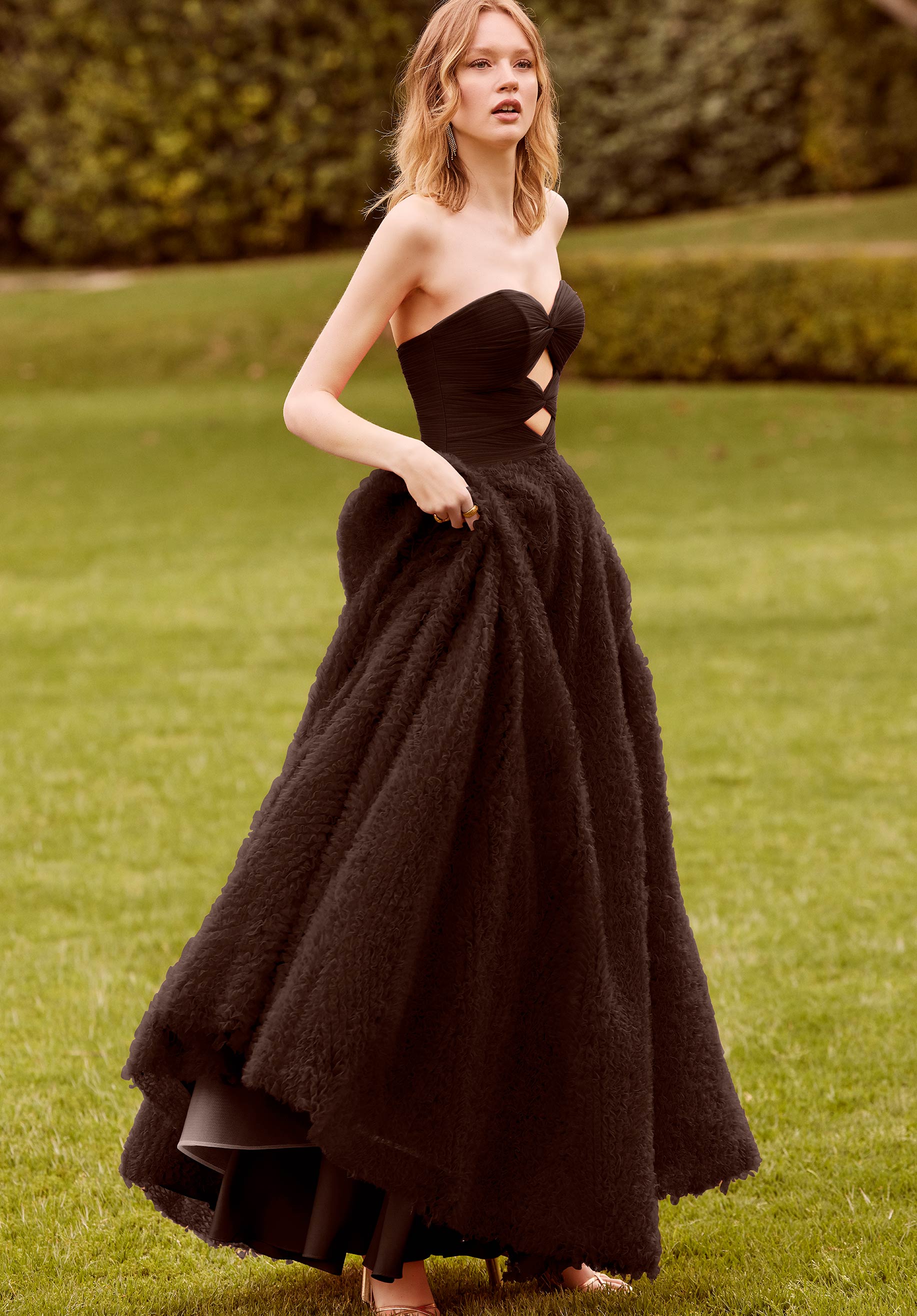 Ruffle Ball Gown with Draped Keyhole Bodice Morilee