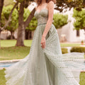 Patterned Glitter A-Line with Crystal Beading Morilee