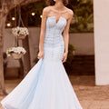 Ruched Glitter Tulle Mermaid with Crystal Beading Morilee
