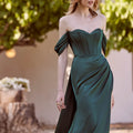 Draped Silky Satin Fit and Flare with Train Morilee