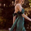 Draped Silky Satin Fit and Flare with Train Morilee