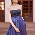 Sequin Embroidered Satin A-Line Morilee