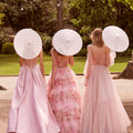 Floral Printed Tiered Tulle Ball Gown with Tied Straps Morilee