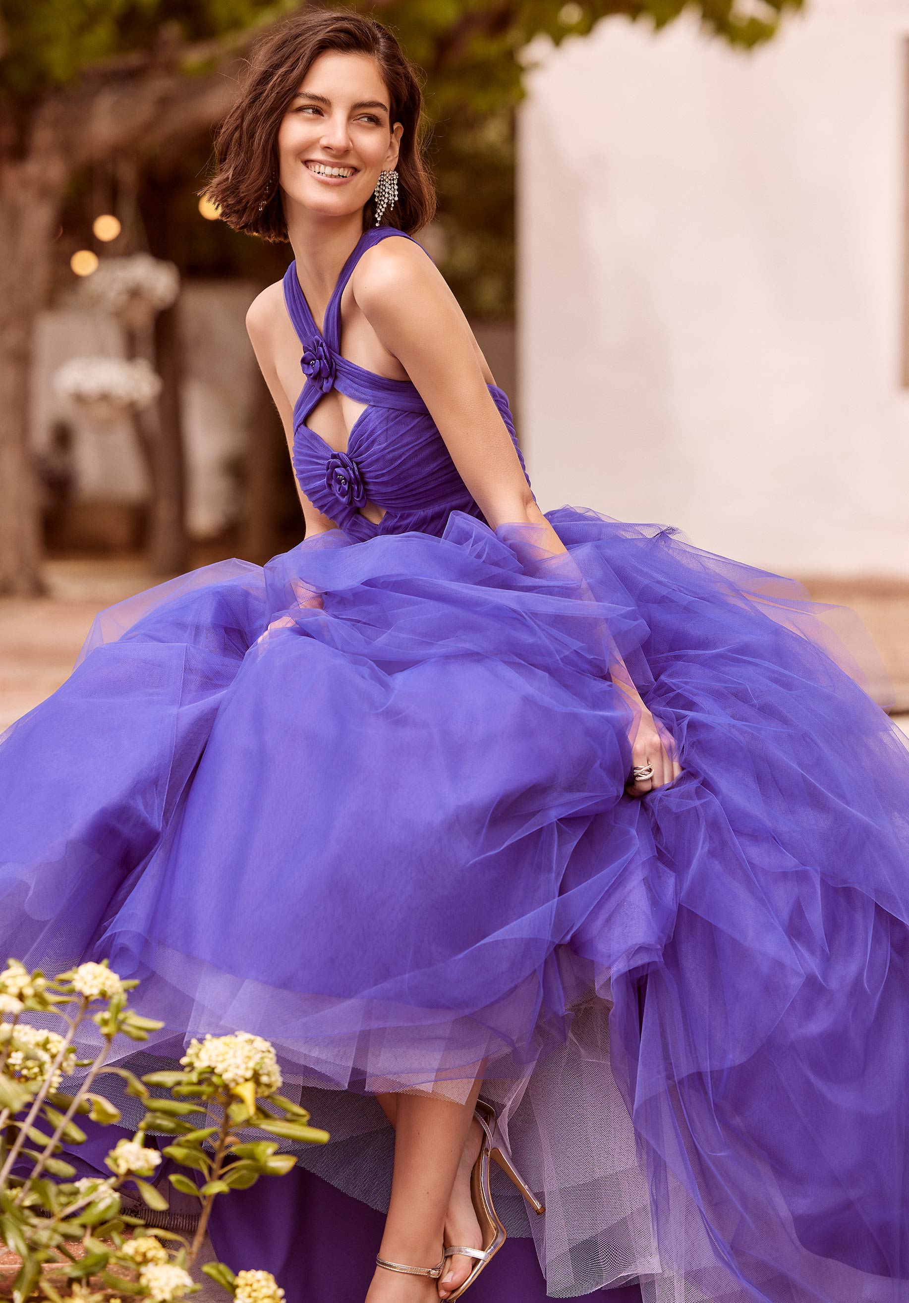 Tiered Tulle Ball Gown with Draped Keyhole Bodice Morilee