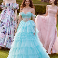 Sheer Corset Tiered Tulle Ball Gown Morilee