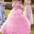 Sheer Corset Tiered Tulle Ball Gown Morilee