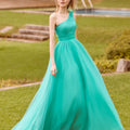 One Shoulder Tulle A-Line with Three Dimensional Flowers Morilee