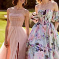 Floral Printed Larissa Satin Ball Gown with Pouf Sleeves Morilee