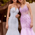 Glitter Tulle Mermaid with Floral Patterned Glitter Embroidery Morilee