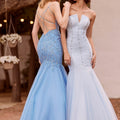 Glitter Tulle Mermaid with Floral Patterned Glitter Embroidery Morilee
