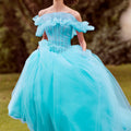 Tulle Ball Gown with Sheer Corset and Flounced Neckline Morilee