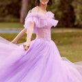 Tulle Ball Gown with Sheer Corset and Flounced Neckline Morilee
