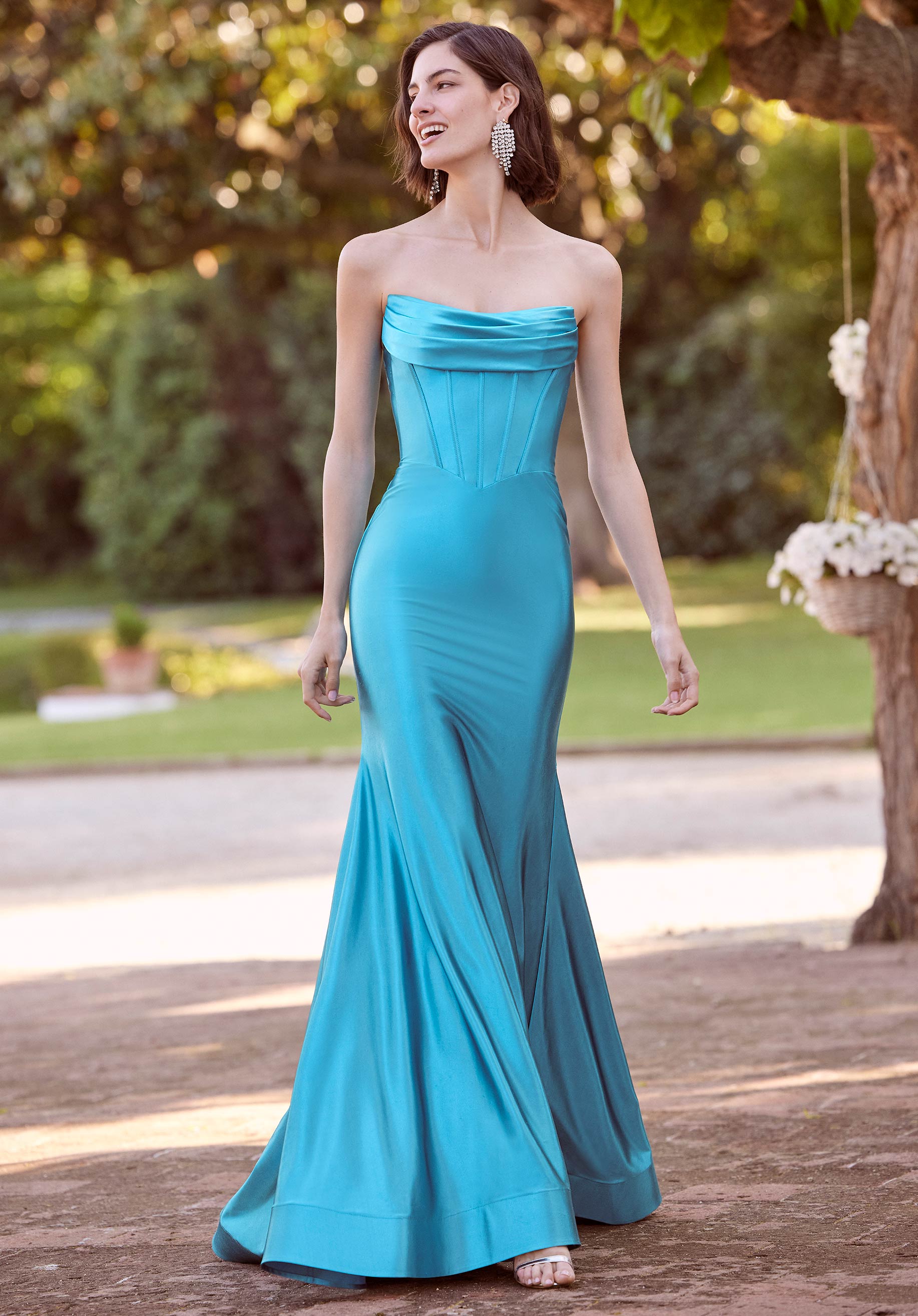 Silky Jersey Fit and Flare with Corset Bodice Morilee