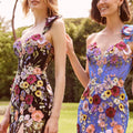 Contrasting Three Dimensional Floral Fit and Flare Morilee