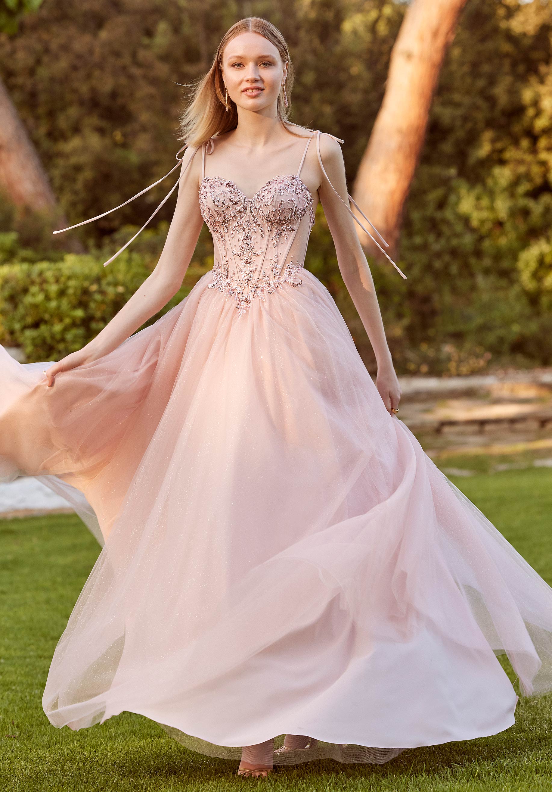 Sequin and Crystal Beaded Sparkle Tulle Ball Gown Morilee