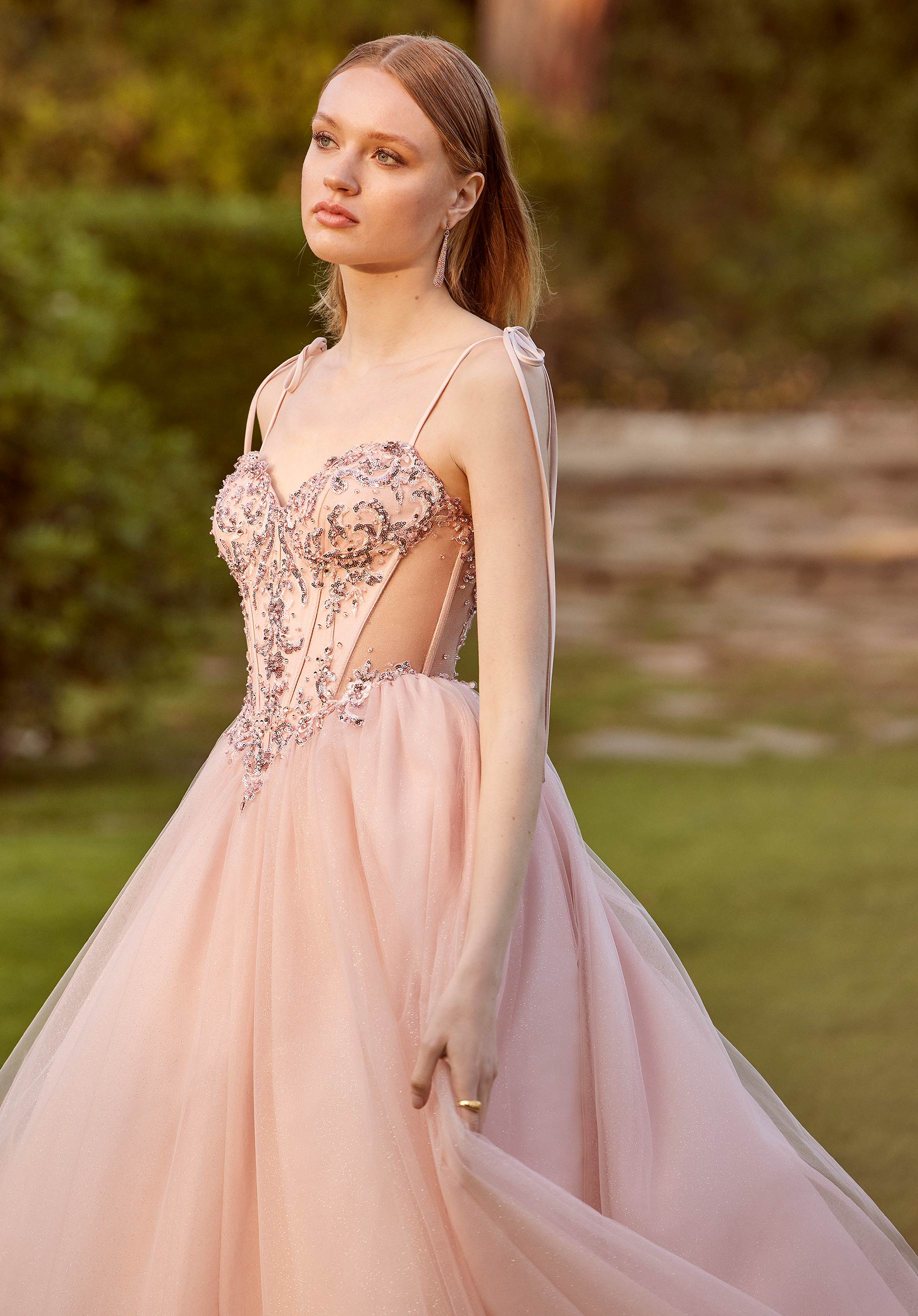 Sequin and Crystal Beaded Sparkle Tulle Ball Gown Morilee